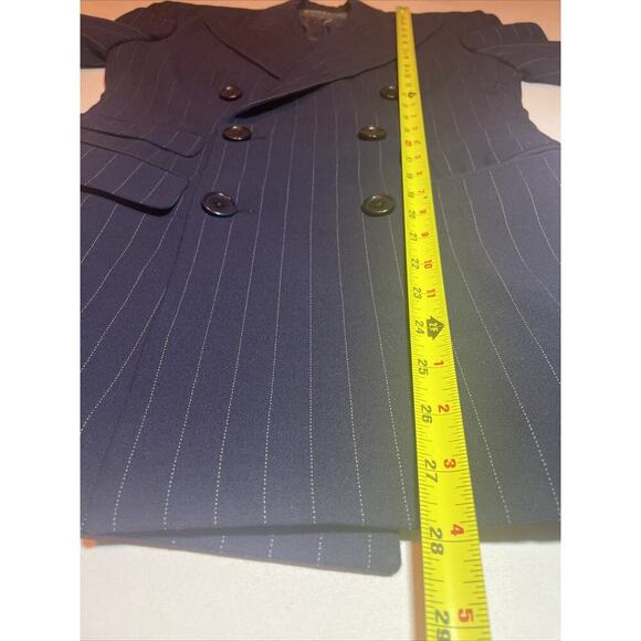 Ralph Lauren Collection Classic Navy Pinstripe Wool Jacket Blazer 2 Double Peak - Picture 9 of 10
